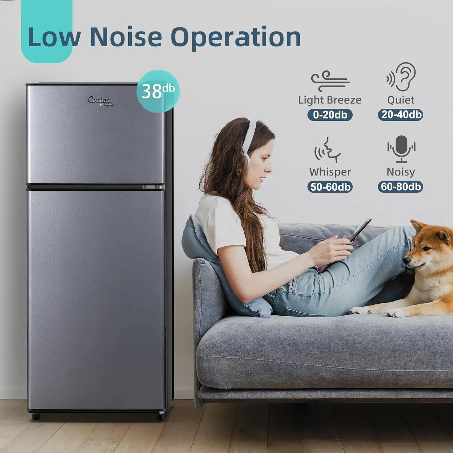 4.2 Cu.Ft Small Refrigerator with Freezer, Mini Fridge Double Door