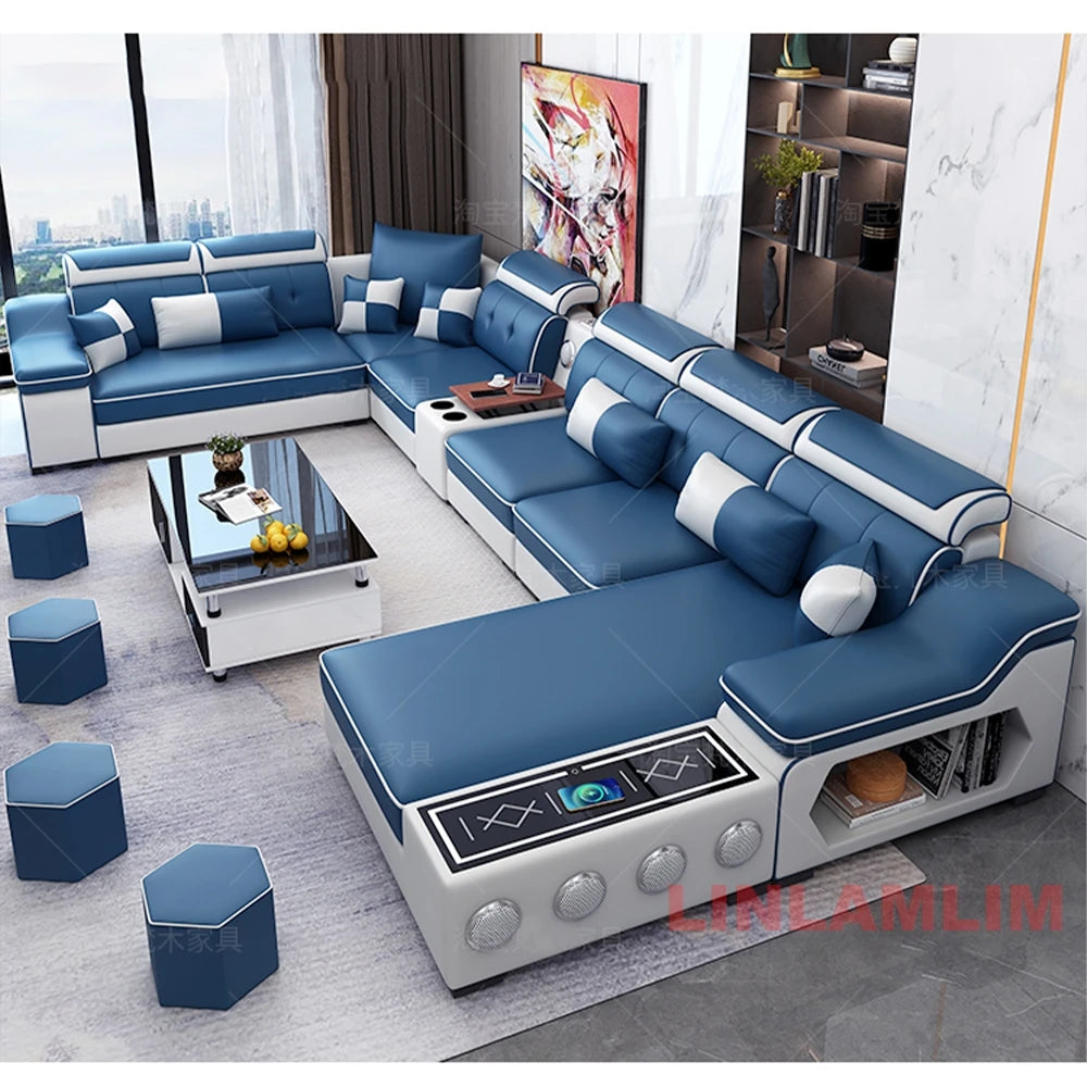 Cloth Sectional Sofa Set with Chaise Lounge