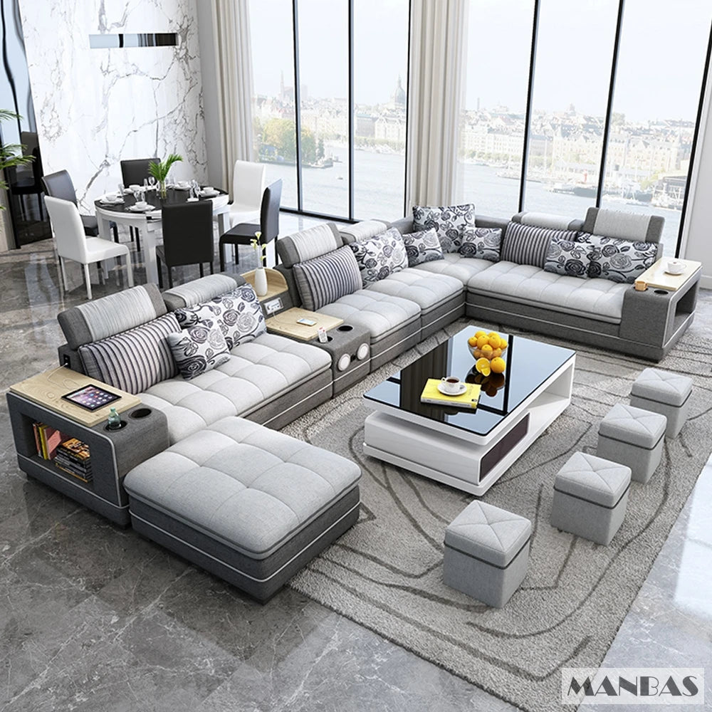 Fabric Sofa Set Modern Living Room Modular Sofas Big U Shape