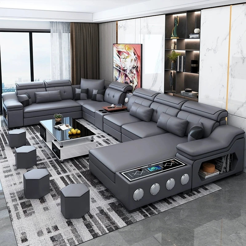 Cloth Sectional Sofa Set with Chaise Lounge