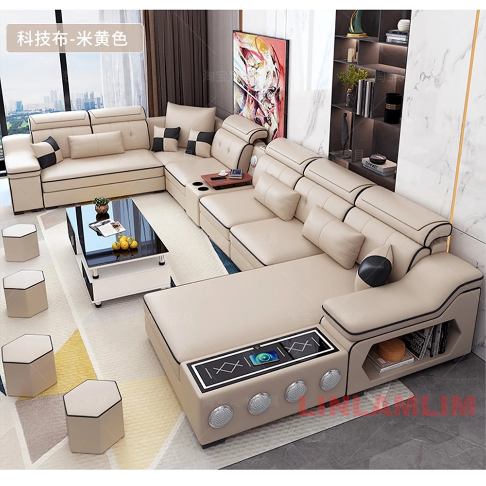 Cloth Sectional Sofa Set with Chaise Lounge