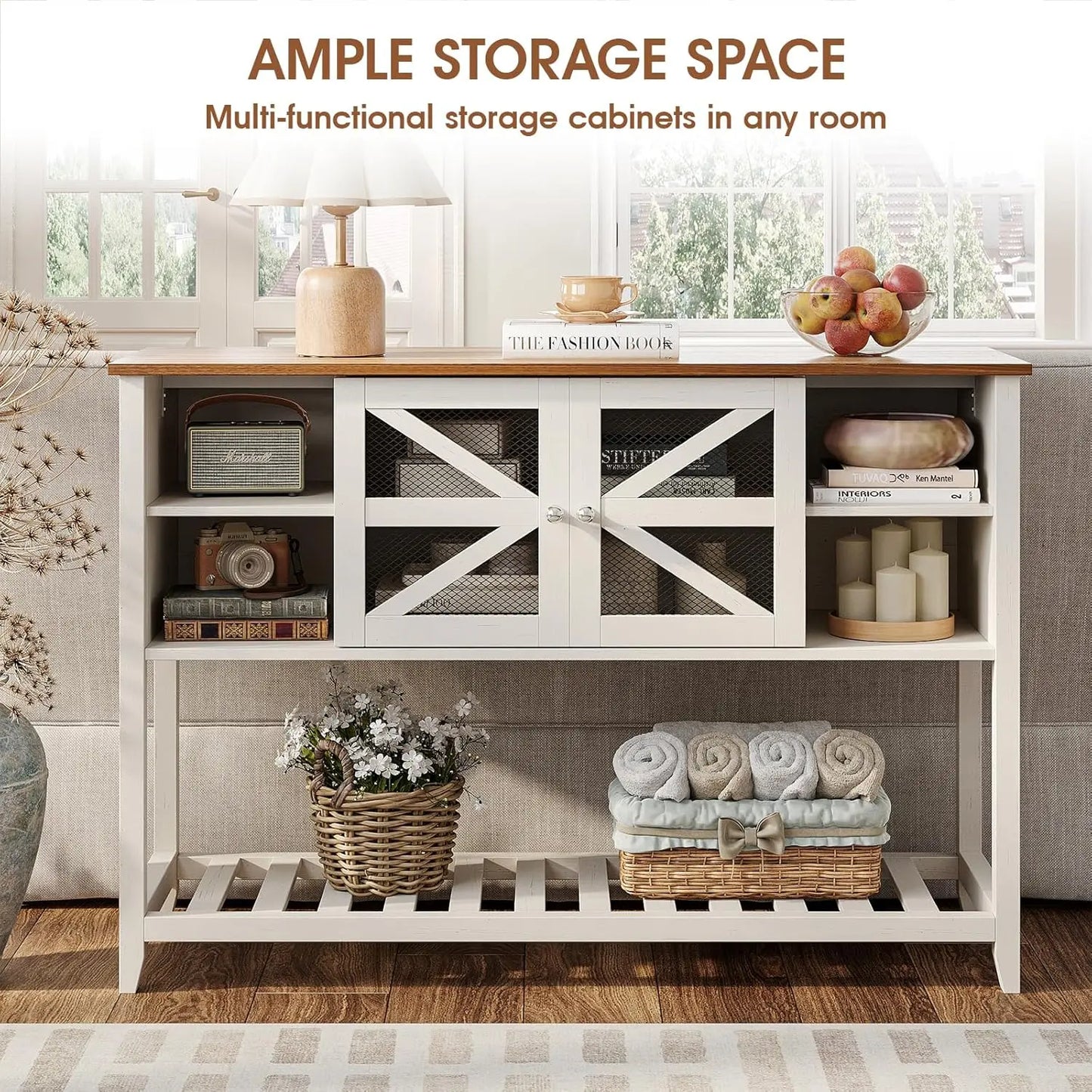 5 Open Storage Legs Console Table for Living Room Hallway