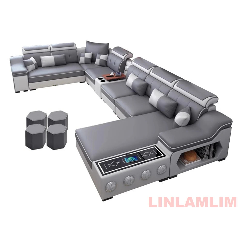 Cloth Sectional Sofa Set with Chaise Lounge