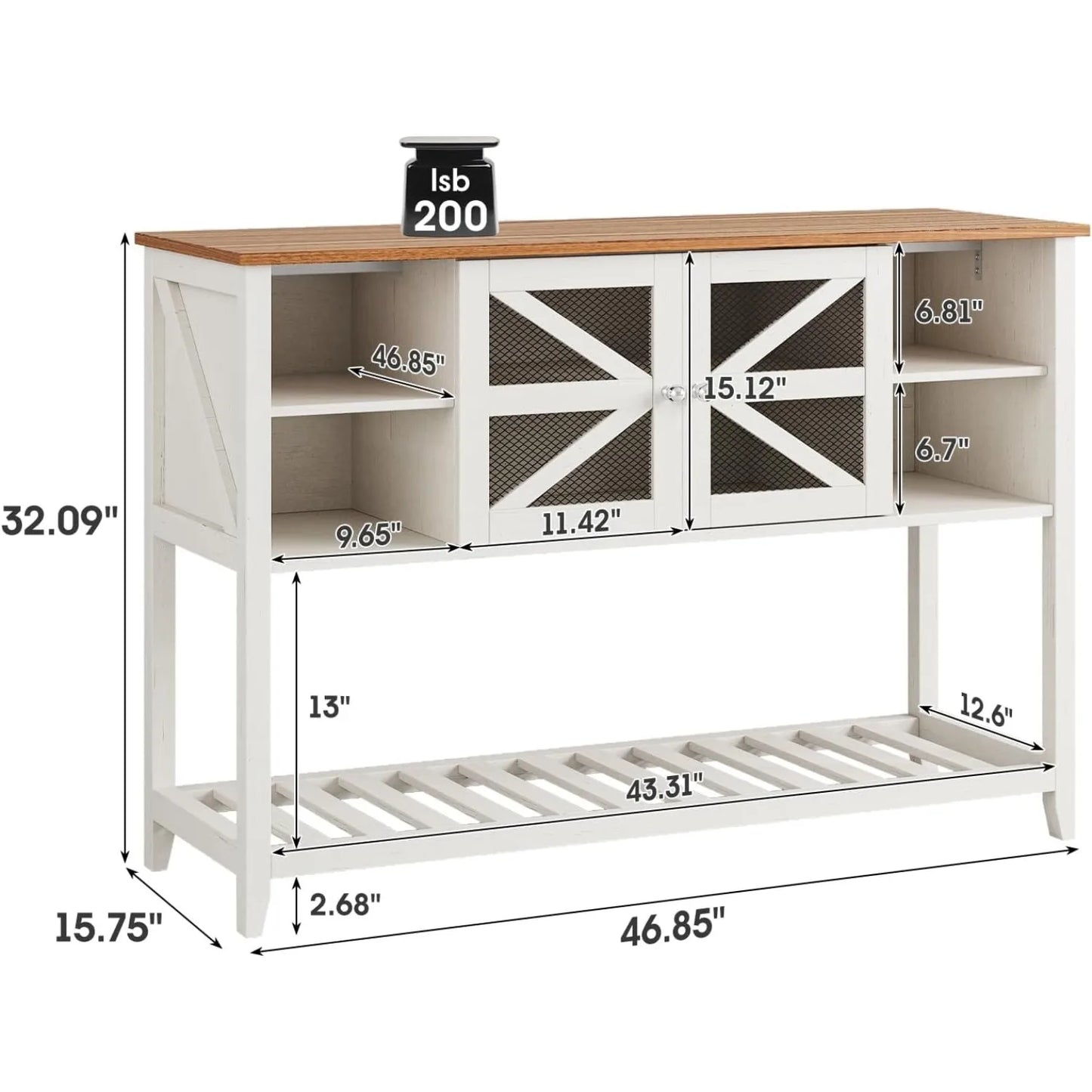 5 Open Storage Legs Console Table for Living Room Hallway