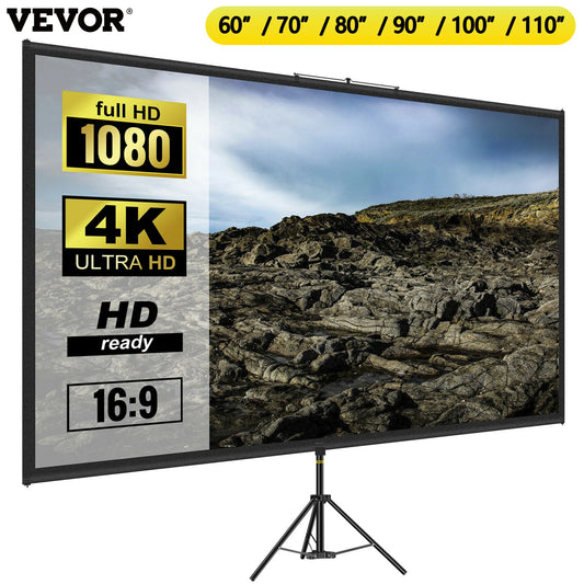 VEVOR 60 70 80 90 100 110 Inch Tripod Projector Screen W/ Stand
