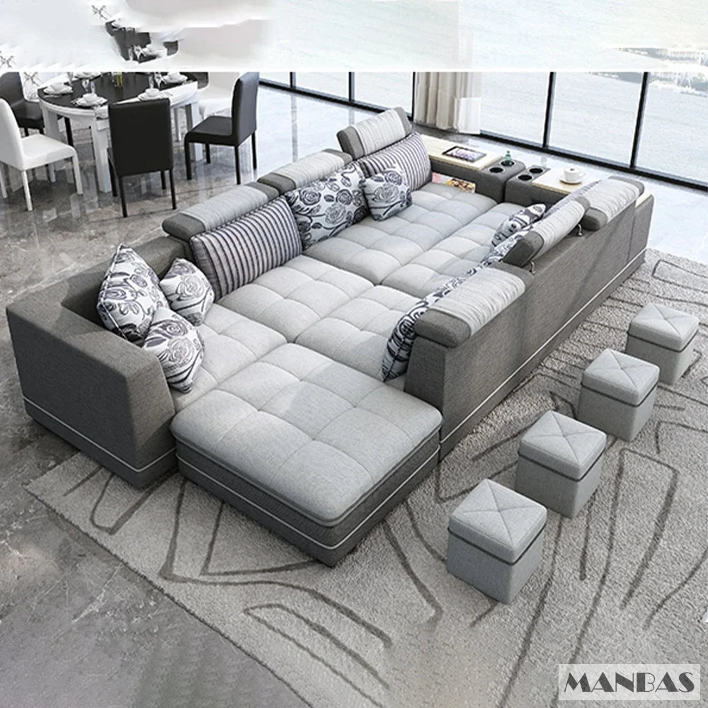 Fabric Sofa Set  Modern Living Room Modular Sofas Big U Shape