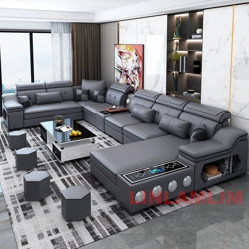 Cloth Sectional Sofa Set with Chaise Lounge
