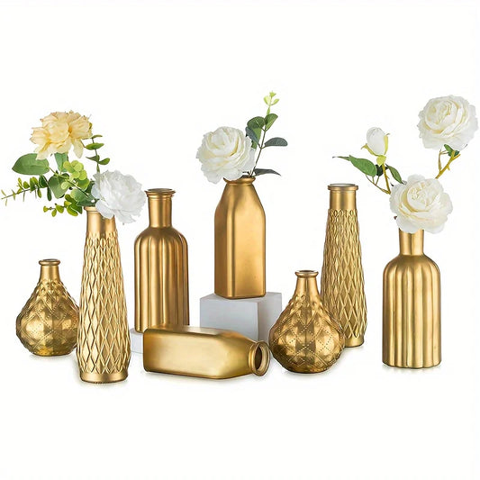 Gold Glass Vase Antique Art Style, Table Centerpiece