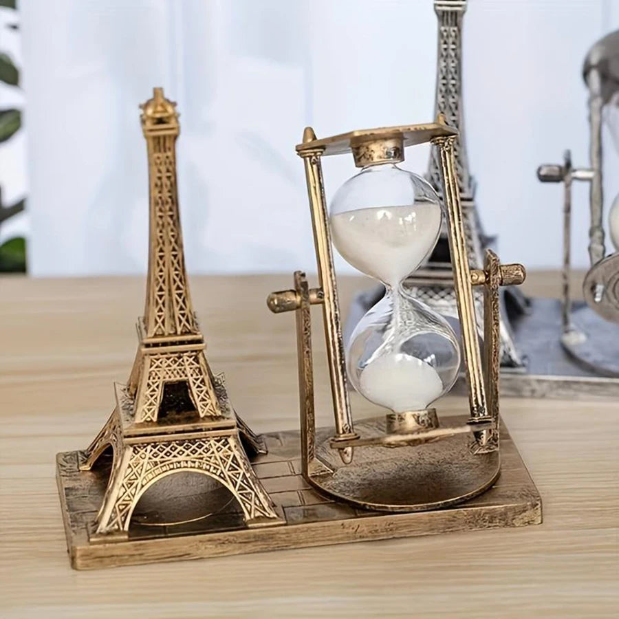 Eiffel Tower Hourglass Figurine Office Desk Ornament