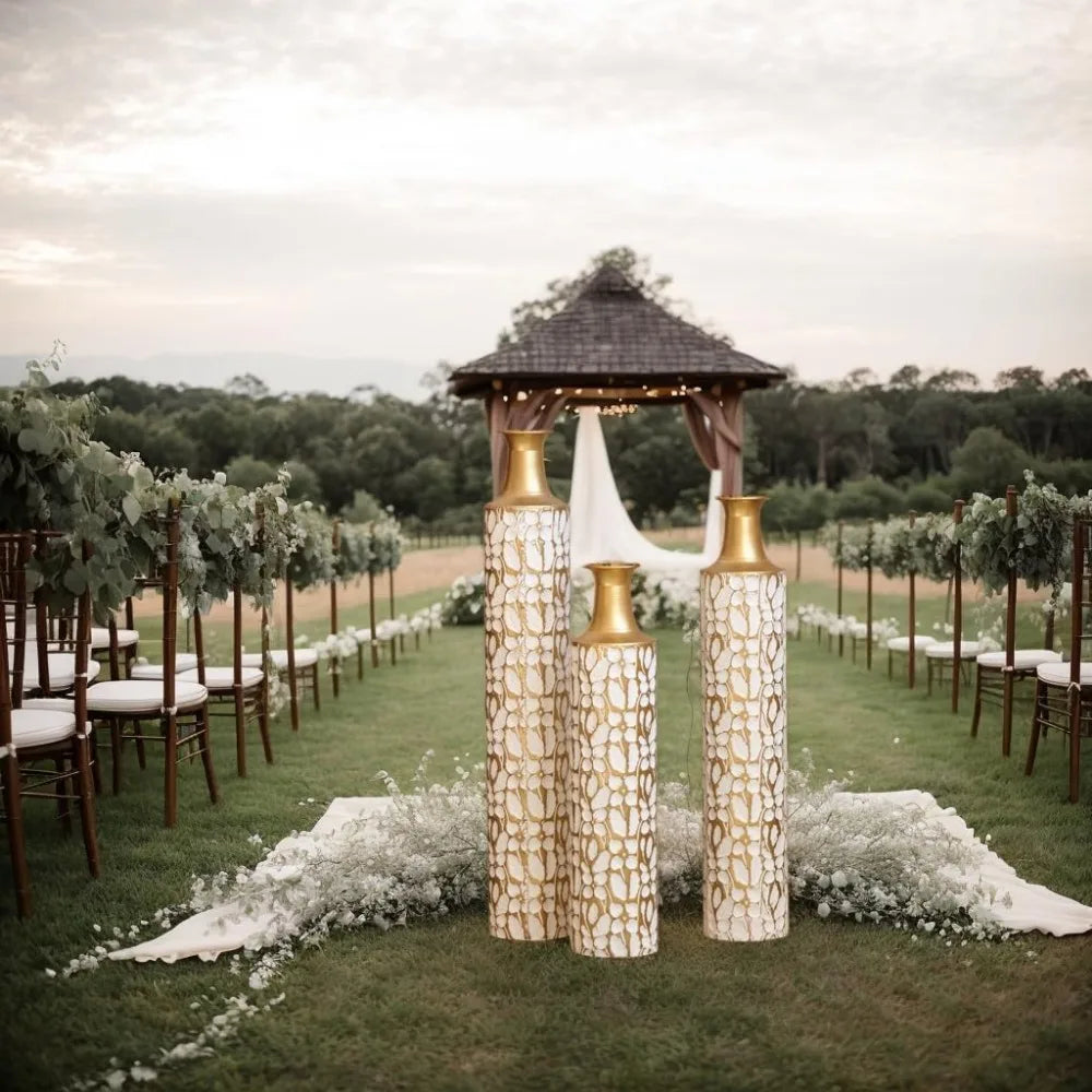 Large Gold Floor Vases Set