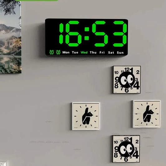 Large Colorful LED Digital Alarm Clock With Display Day Clock