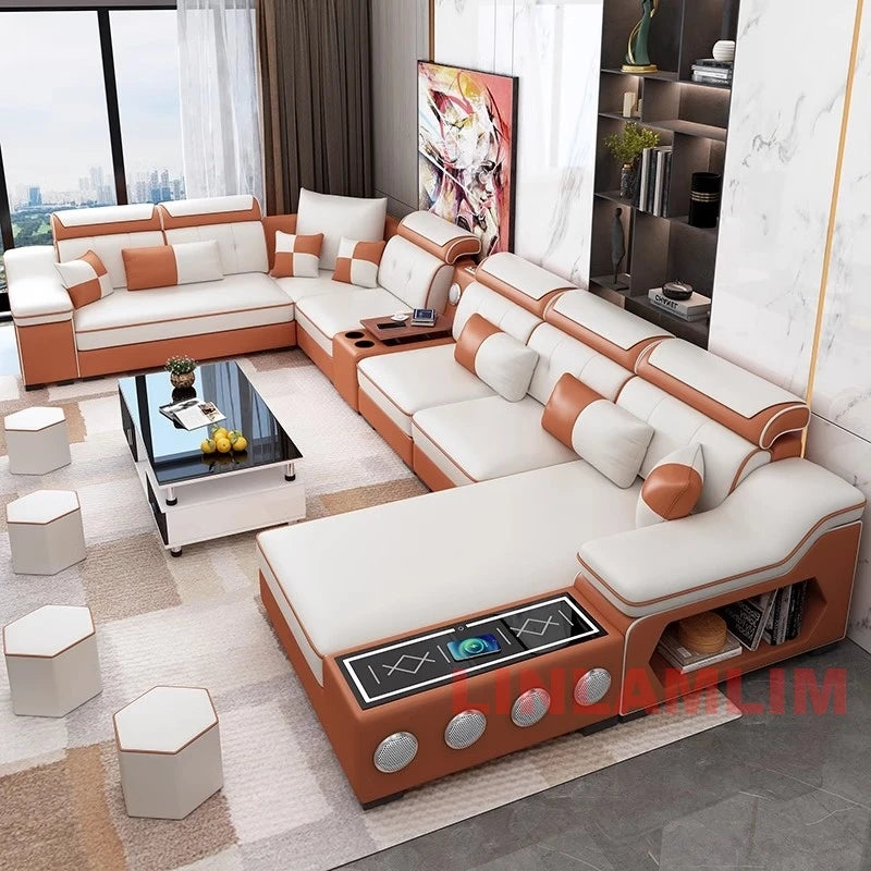 Cloth Sectional Sofa Set with Chaise Lounge