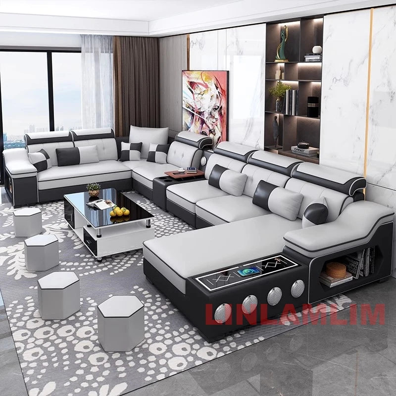 Cloth Sectional Sofa Set with Chaise Lounge