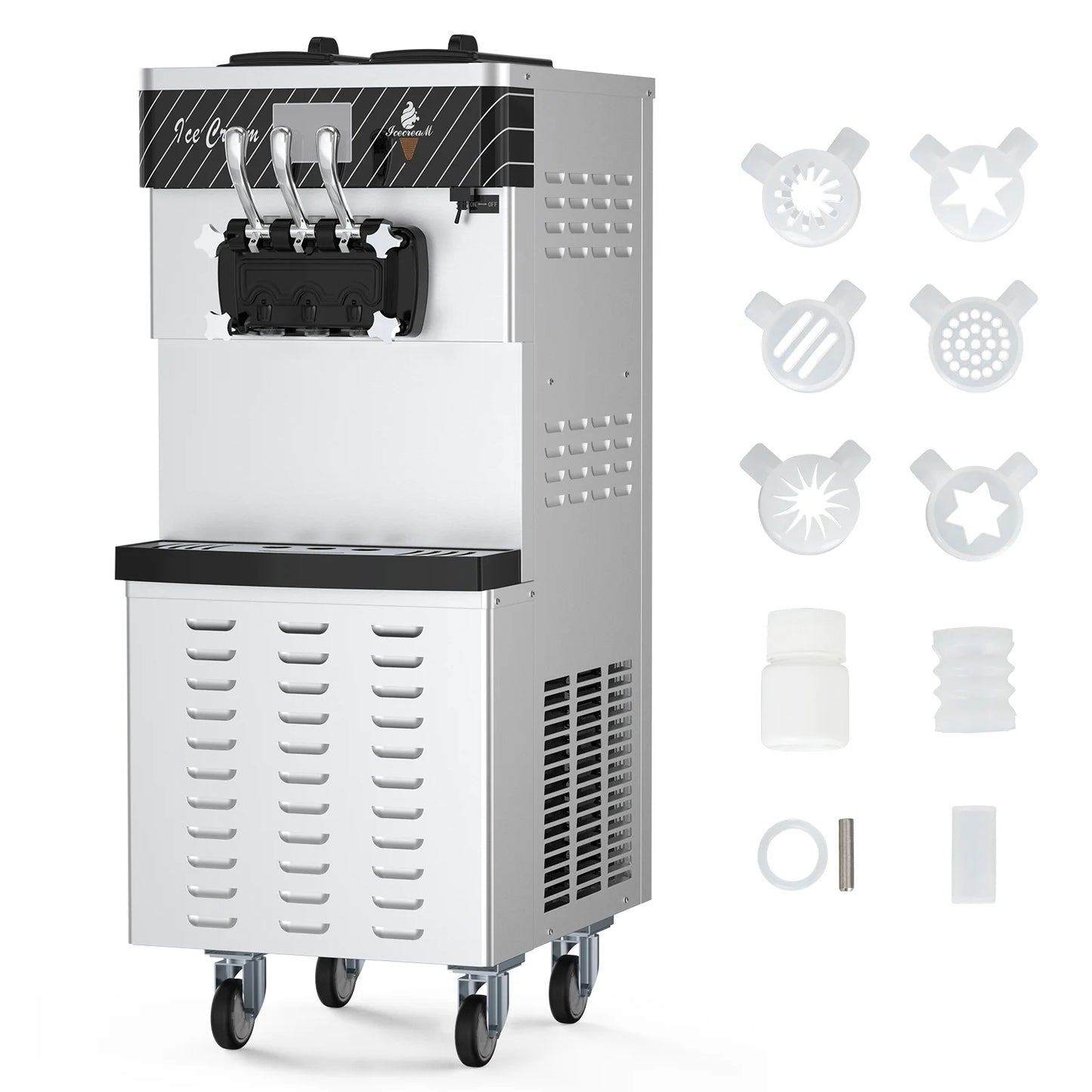 Commercial Ice Cream Maker 3 Flavors Soft Serve Machine.