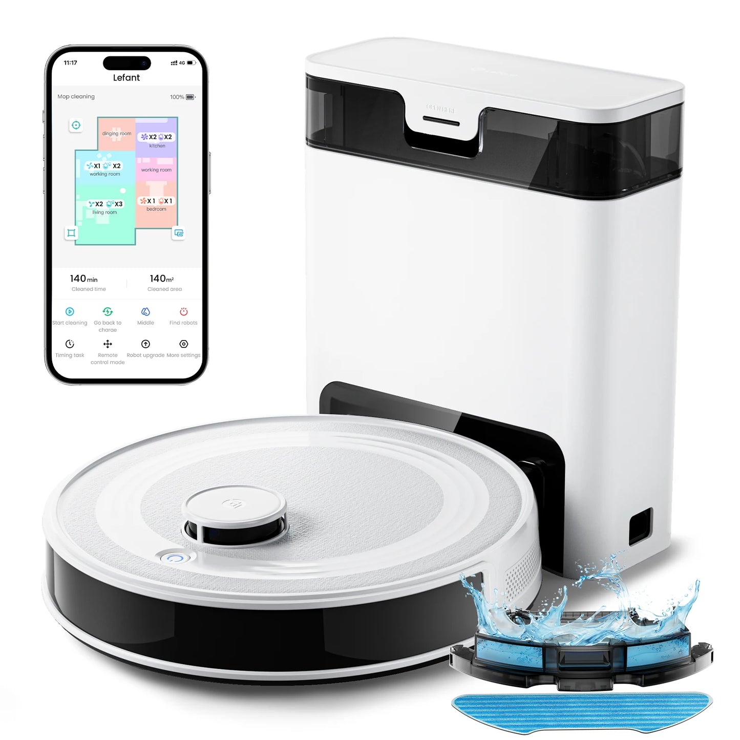 Lefant M2Pro Robot Vacuum with Mop,Self-Emptying,