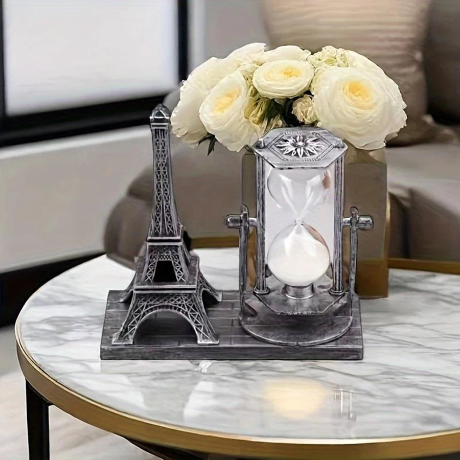 Eiffel Tower Hourglass Figurine Office Desk Ornament