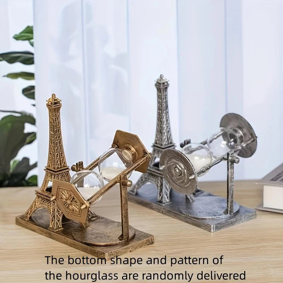 Eiffel Tower Hourglass Figurine Office Desk Ornament