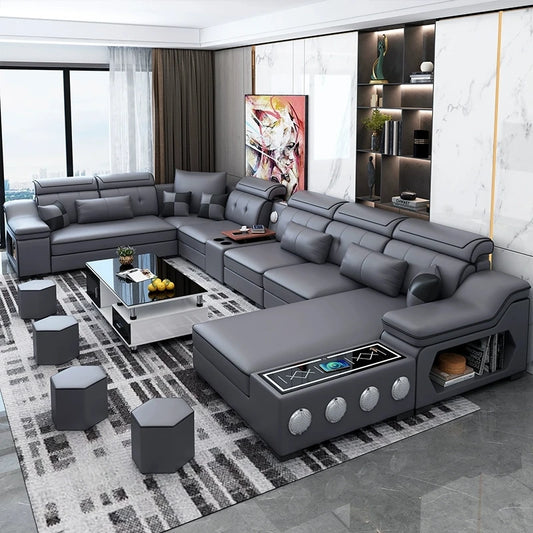 Cloth Sectional Sofa Set with Chaise Lounge