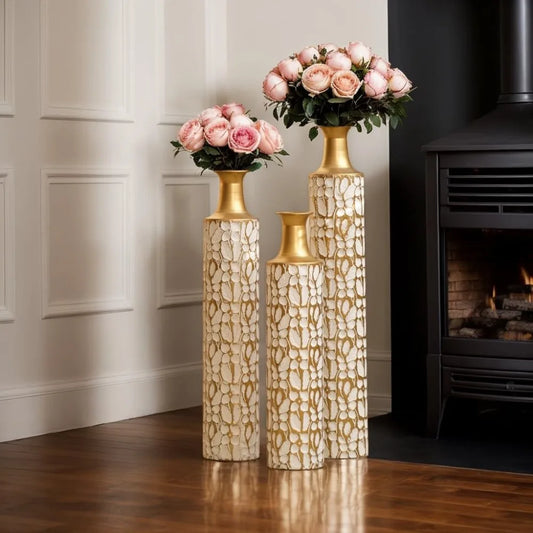 Large Gold Floor Vases Set