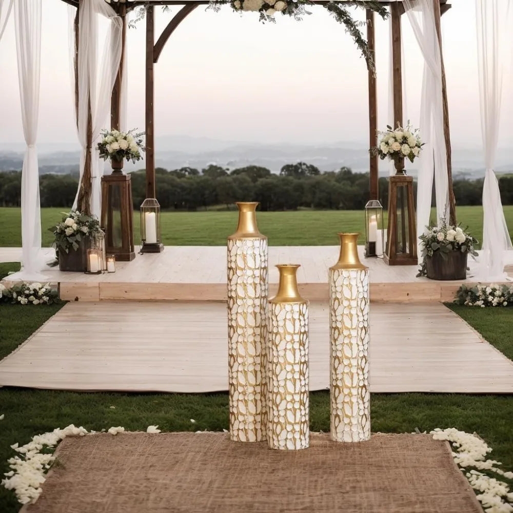 Large Gold Floor Vases Set