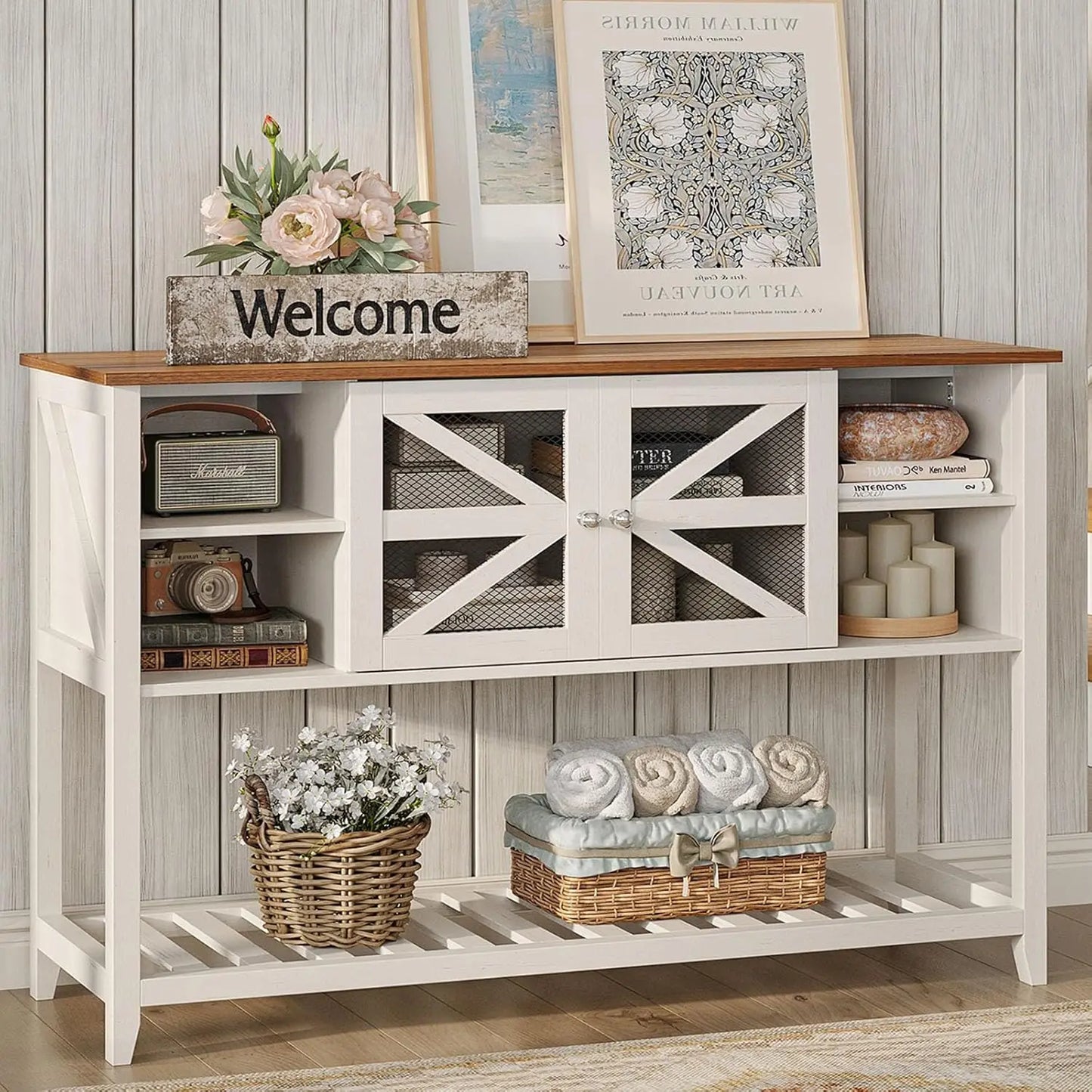 5 Open Storage Legs Console Table for Living Room Hallway