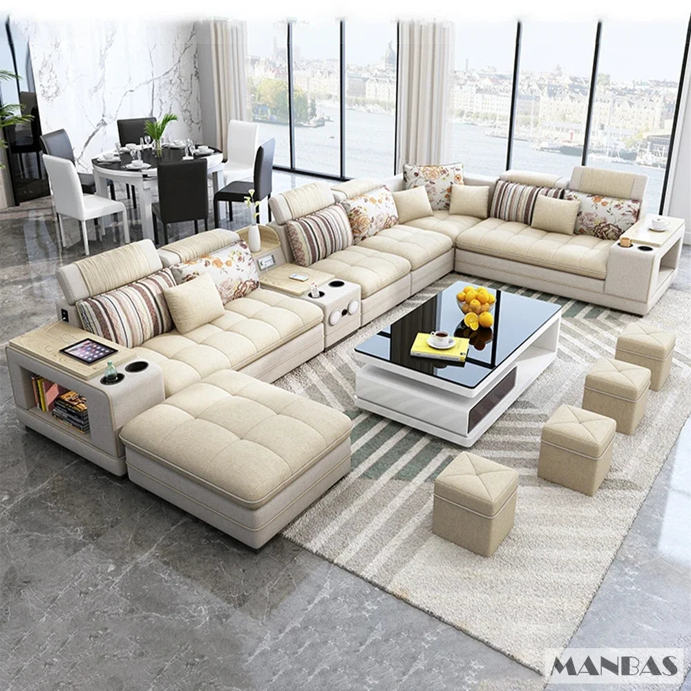 Fabric Sofa Set  Modern Living Room Modular Sofas Big U Shape