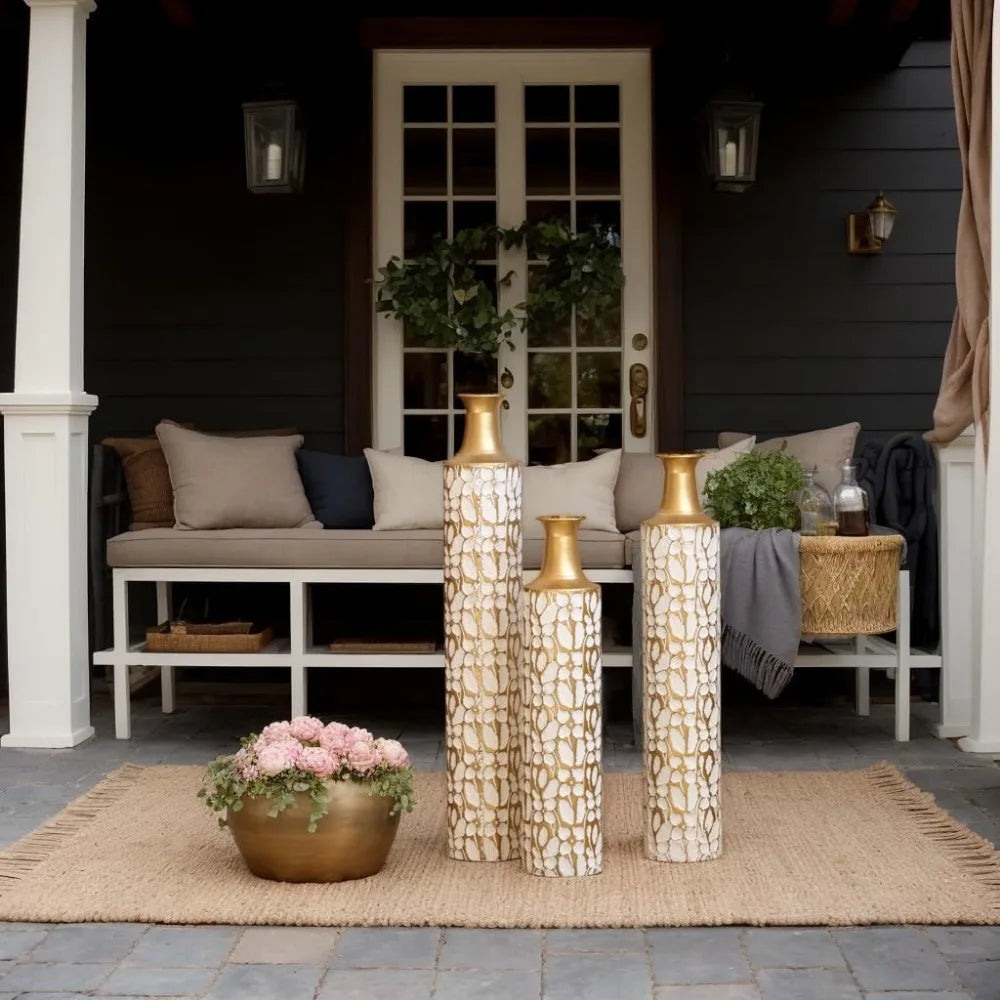 Large Gold Floor Vases Set