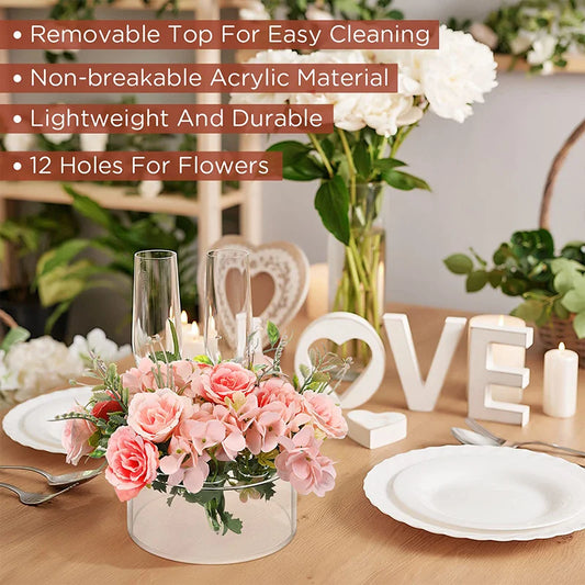 12 Hole Circular Acrylic Vase,