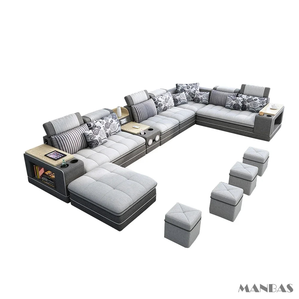 Fabric Sofa Set  Modern Living Room Modular Sofas Big U Shape