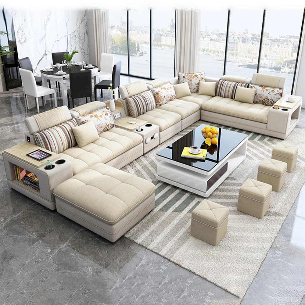Fabric Sofa Set  Modern Living Room Modular Sofas Big U Shape