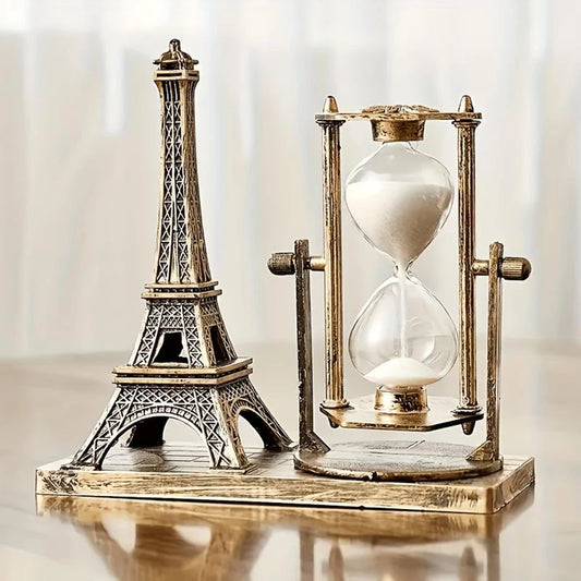 Eiffel Tower Hourglass Figurine Office Desk Ornament