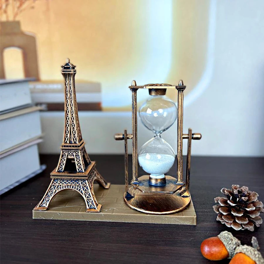 Eiffel Tower Hourglass Figurine Office Desk Ornament