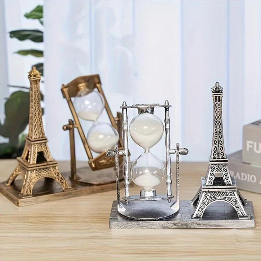 Eiffel Tower Hourglass Figurine Office Desk Ornament