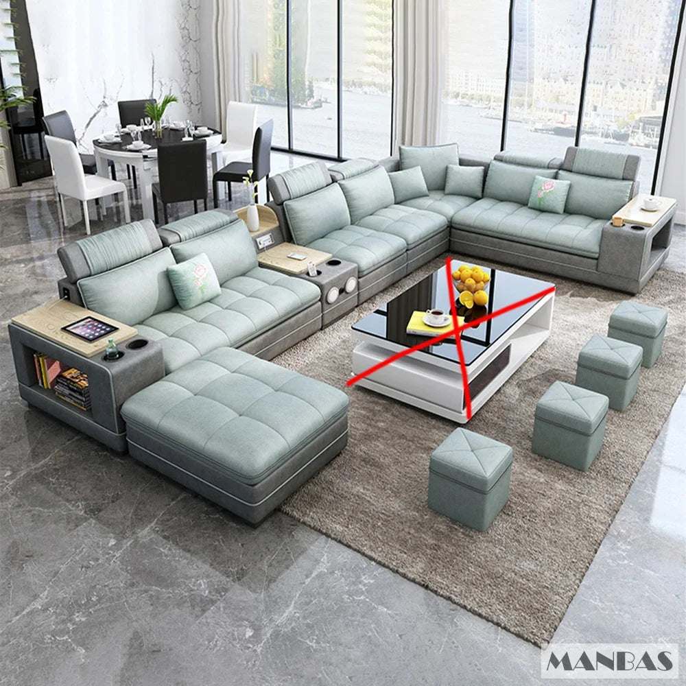 Fabric Sofa Set  Modern Living Room Modular Sofas Big U Shape