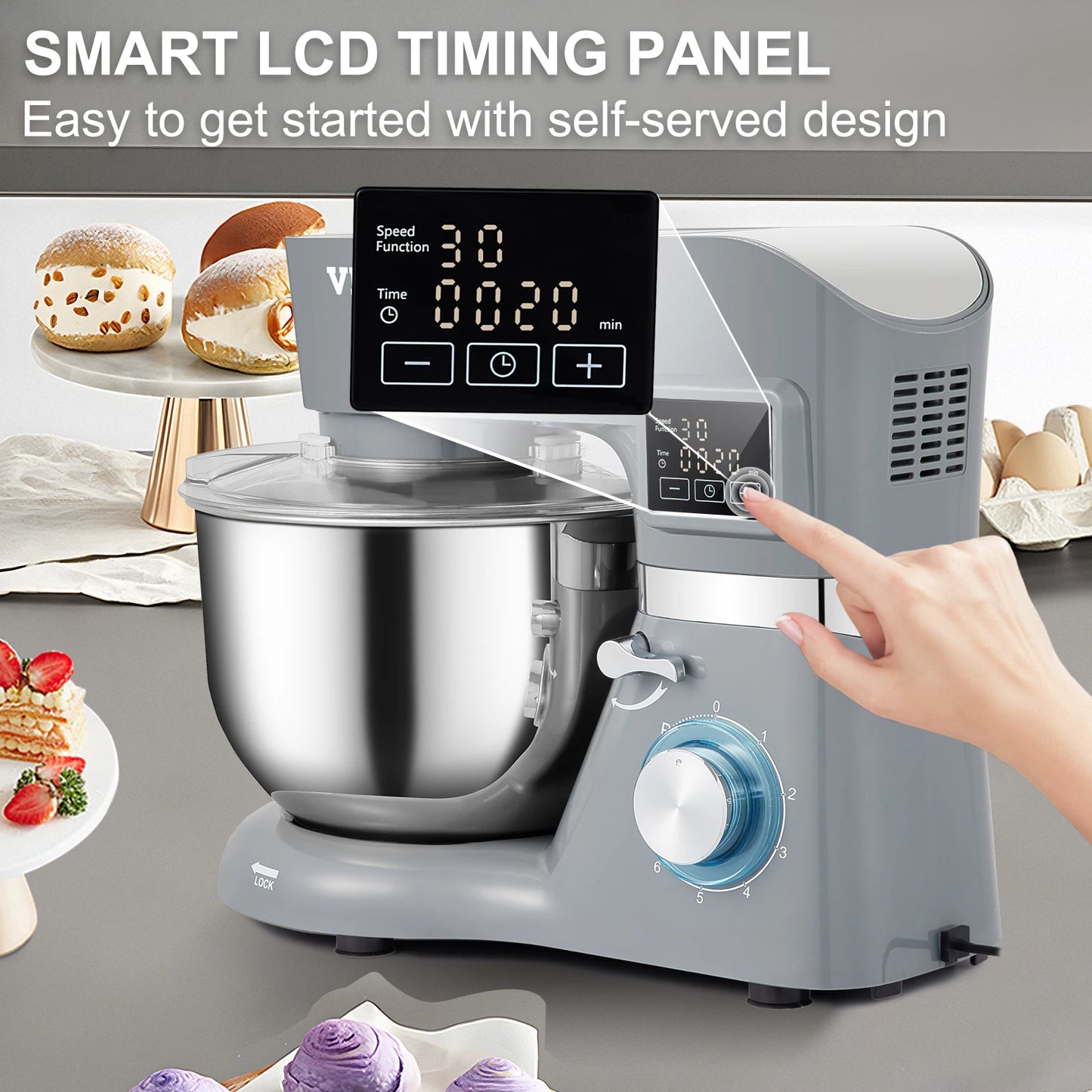 VEVOR Stand Mixer 660W Electric Dough Mixer with 6 Speeds