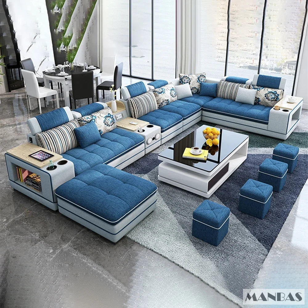 Fabric Sofa Set  Modern Living Room Modular Sofas Big U Shape