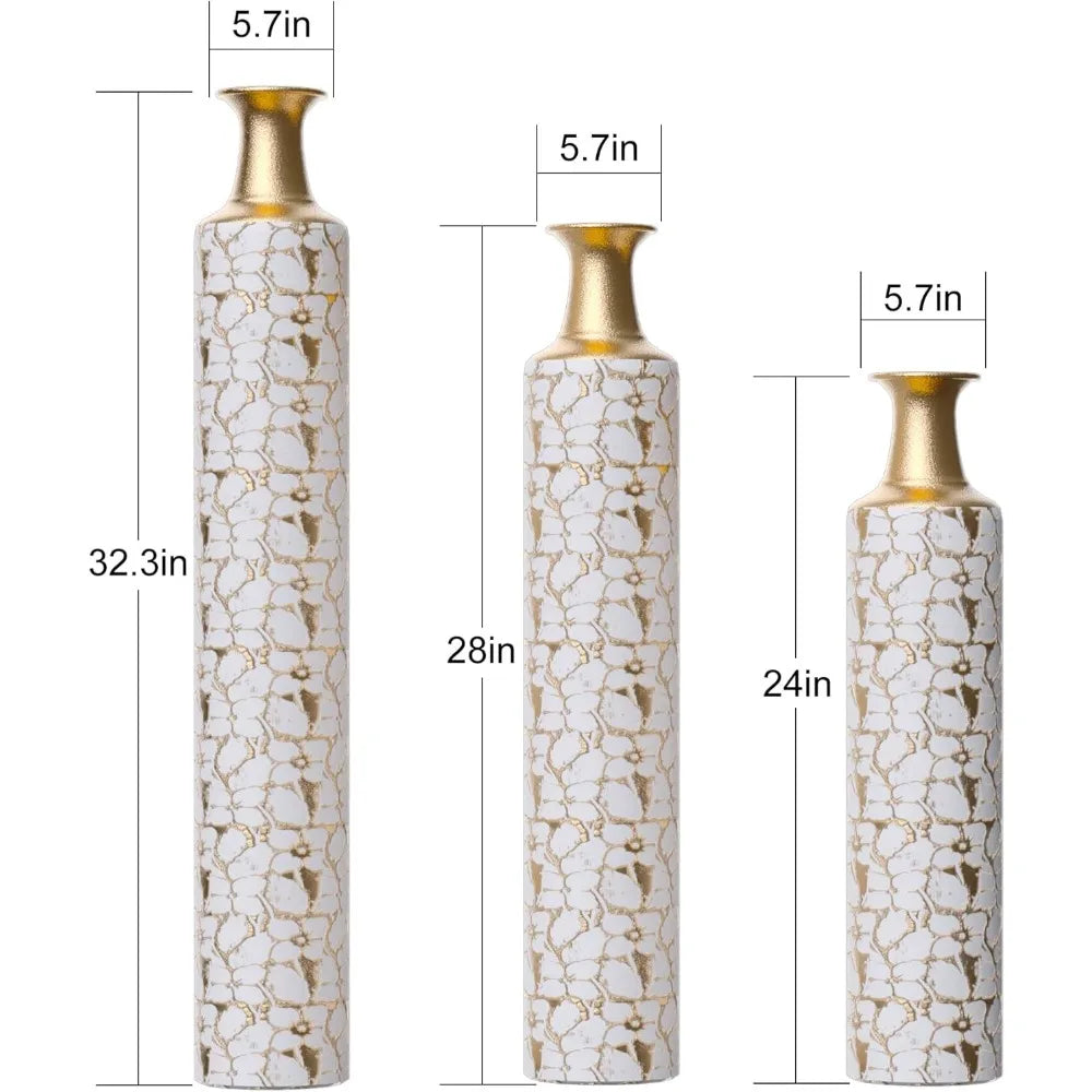 Large Gold Floor Vases Set