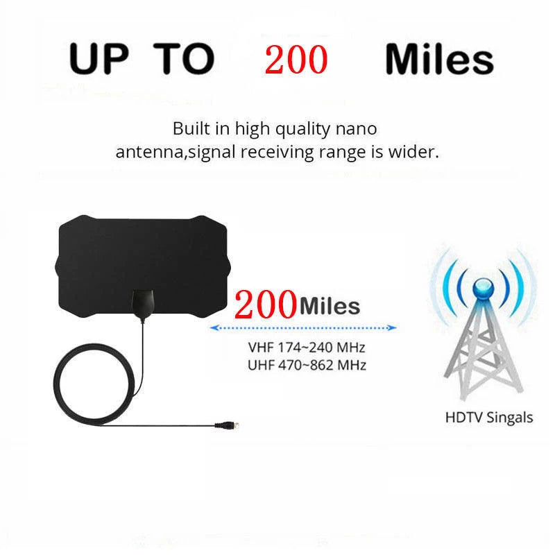 1080P 200 Mile Range Antenna TV Digital HD