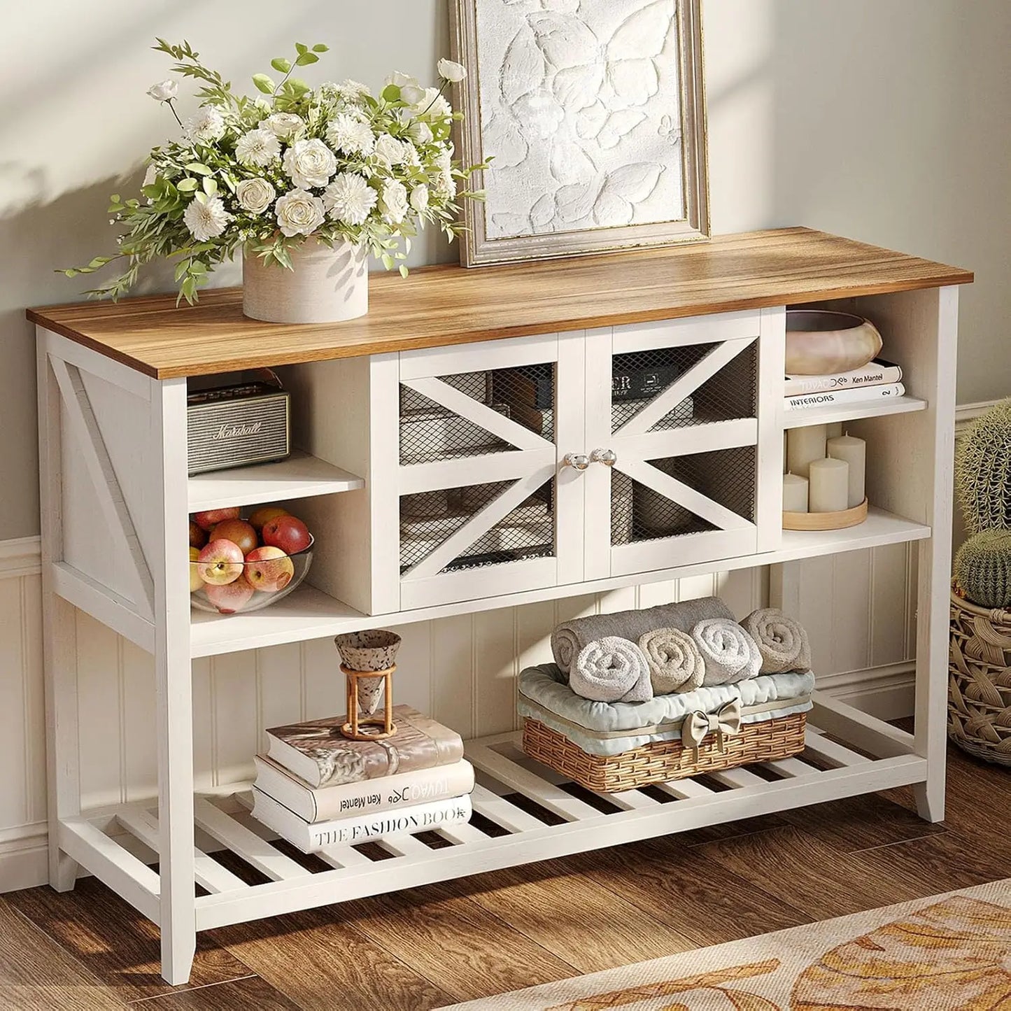 5 Open Storage Legs Console Table for Living Room Hallway